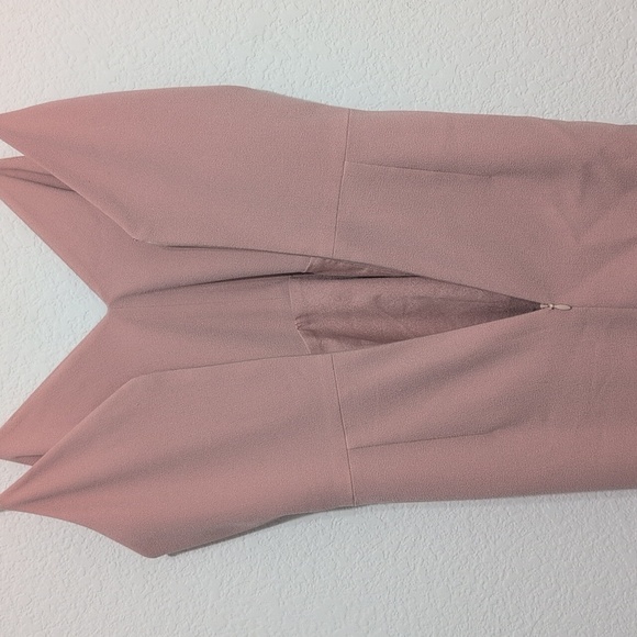 Dress The Population Midi Dress Blush Pink Wendy Sleeveless Plunging Ruffle Hem - Picture 9 of 14